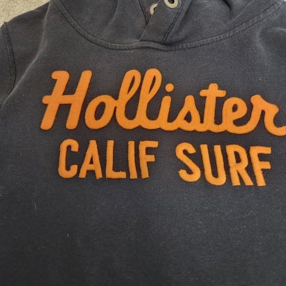 Hollister Y2K 2000s Blue Hoodie Hooded Sweatshirt Size S Puff Letter Spellout - Picture 8 of 14